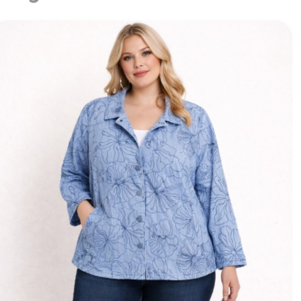 DENIM&CO/ embroidered denim jacket